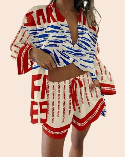 Button-Up Sleeveless Top & Wide Leg Pants Set