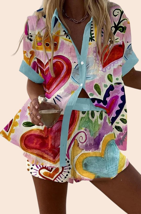 Retro Print Shorts Set – Summer Statement Collection