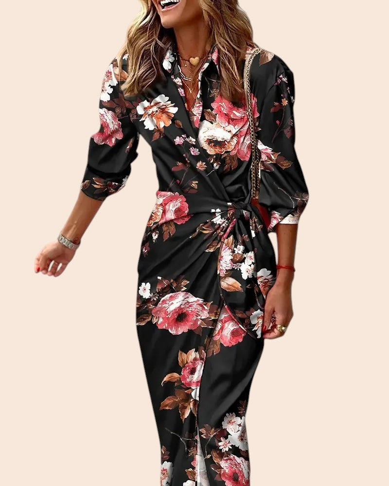 Chic Printed Shirt Dress