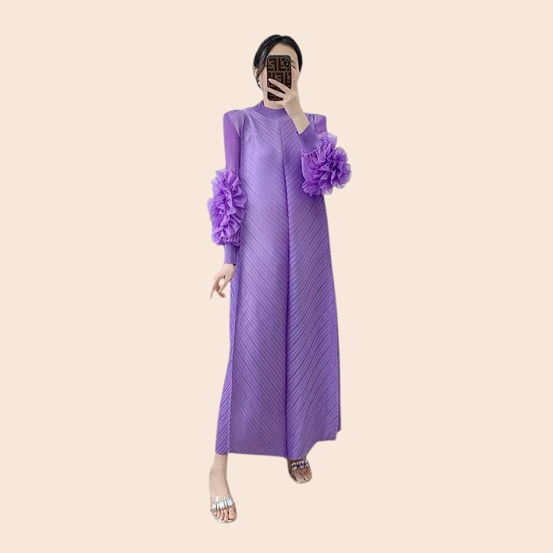 Floral Cuff Sleeve Maxi Dress