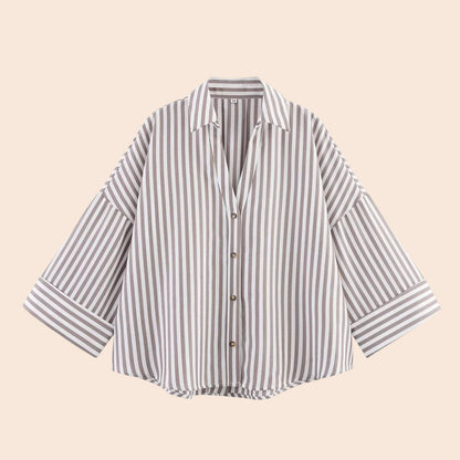 Vintage Striped Blouse – Classic Collar Edition