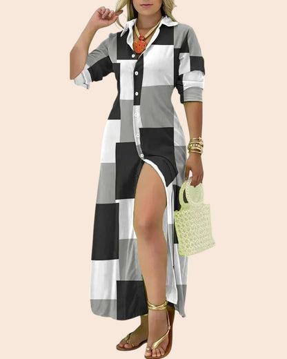 Bold Printed Shirt Maxi Dress