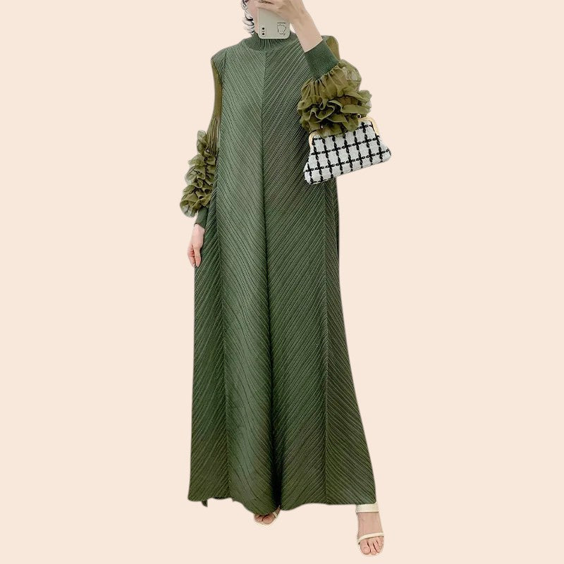 Floral Cuff Sleeve Maxi Dress