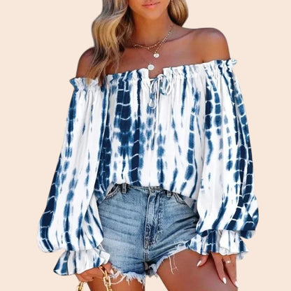 Off-Shoulder Floral Blouse – Soft Romance