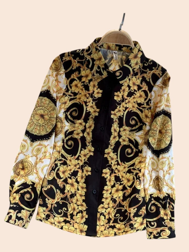 Baroque Print Blouse – Luxe Vintage Edition