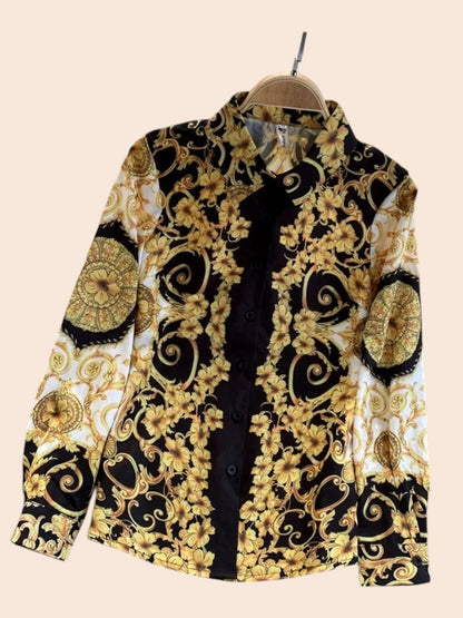 Baroque Print Blouse – Luxe Vintage Edition