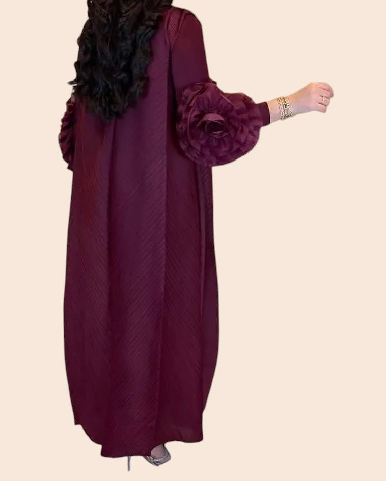 Floral Cuff Sleeve Maxi Dress