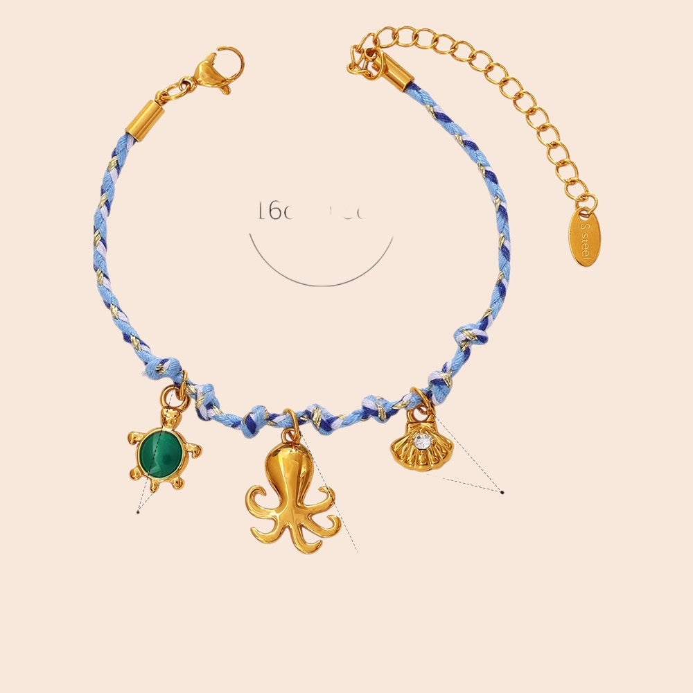 Ocean Charm Braided Necklace & Bracelet Set