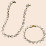 Luxury Heart Crystal Cuban Chain Set