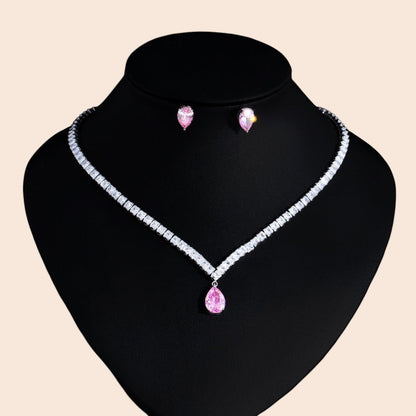 Blush Teardrop Crystal Jewelry Set