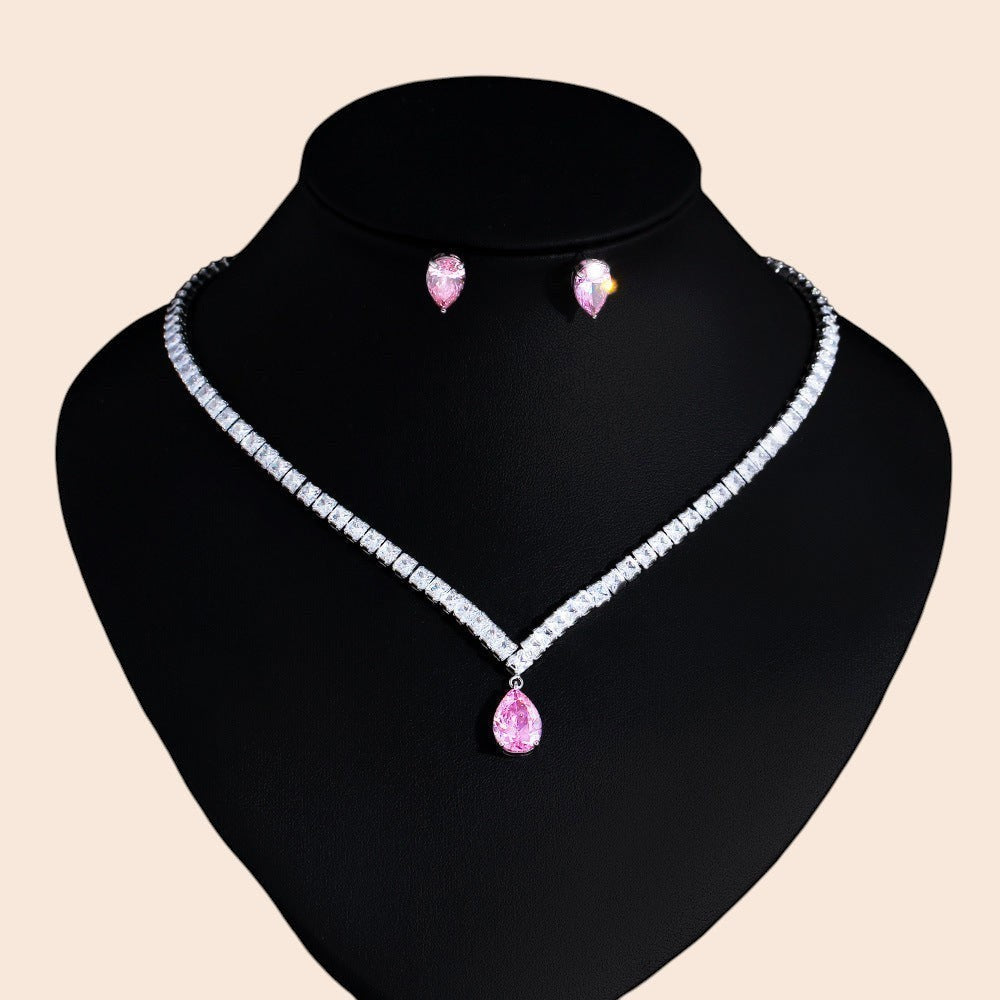 Blush Teardrop Crystal Jewelry Set
