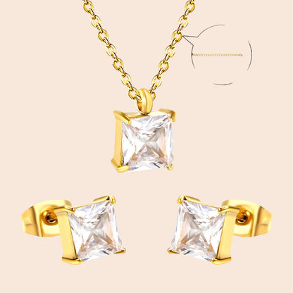 Minimalist Zircon Necklace & Earring Set