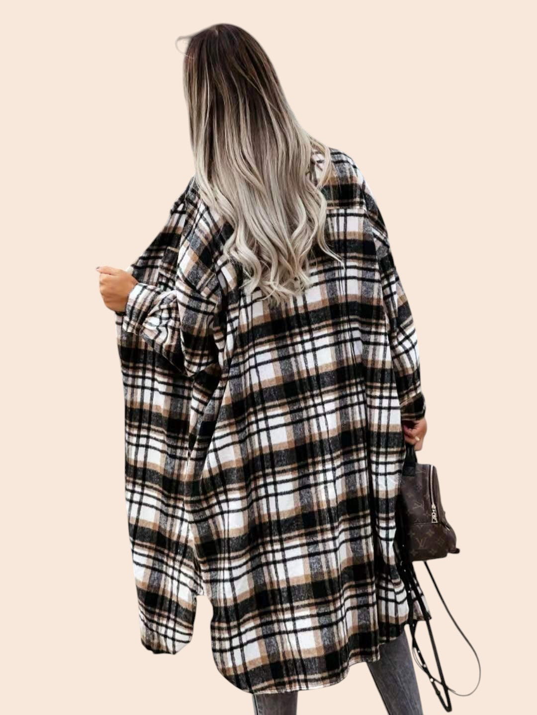 Oversized Plaid Cardigan Shirt – Cozy Street Luxe Edition