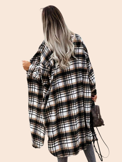Oversized Plaid Cardigan Shirt – Cozy Street Luxe Edition