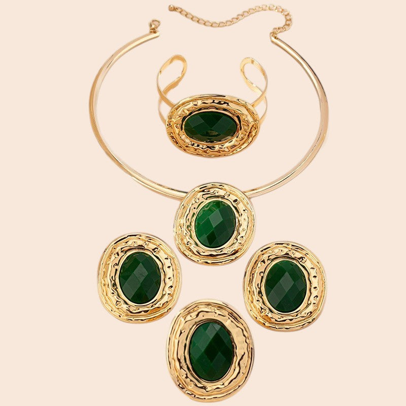 Vintage Emerald Statement Jewelry Set