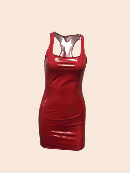 Faux Leather Bodycon Mini Dress