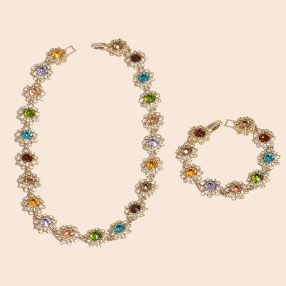 Vintage Floral Crystal Jewelry Set