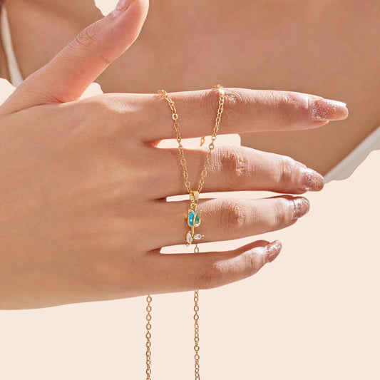 Elegant Tulip Crystal Necklace & Bracelet Set