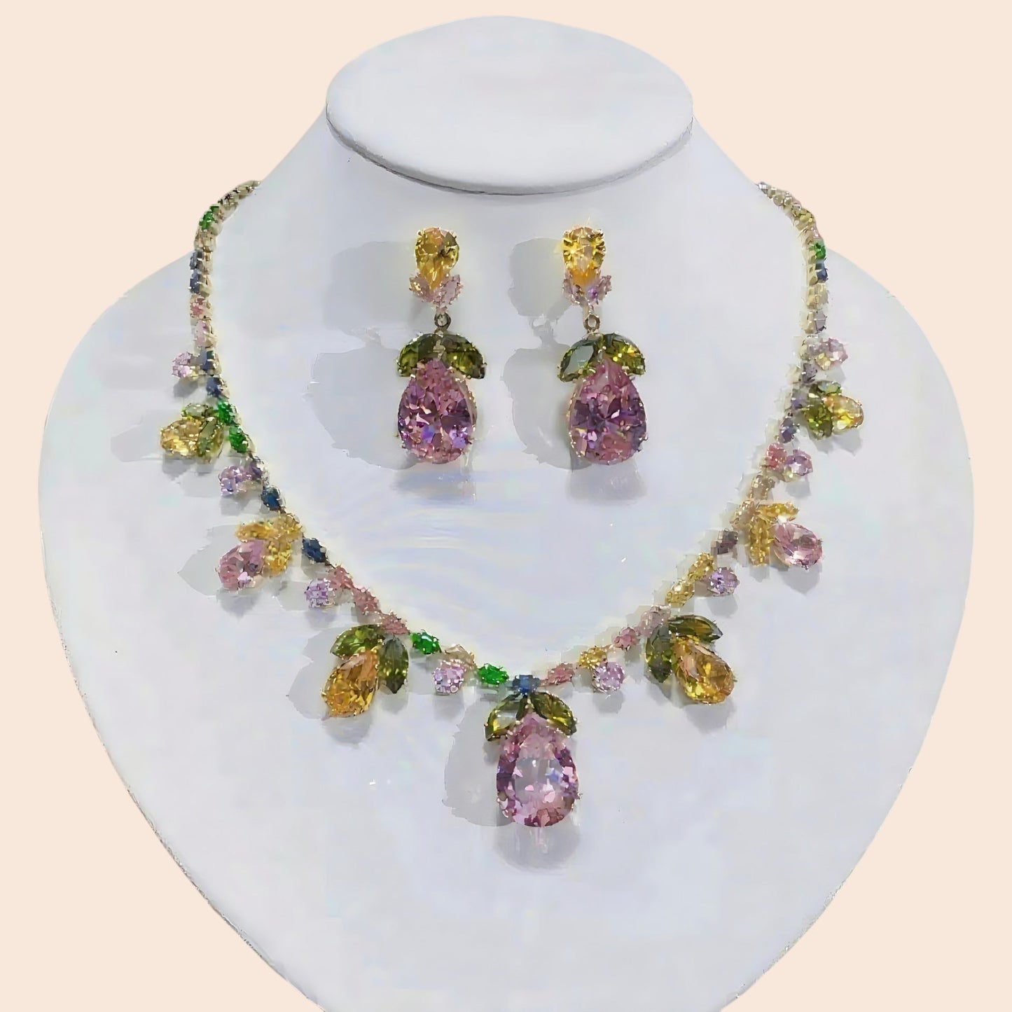 Sparkling Zircon Crystal Jewelry Set