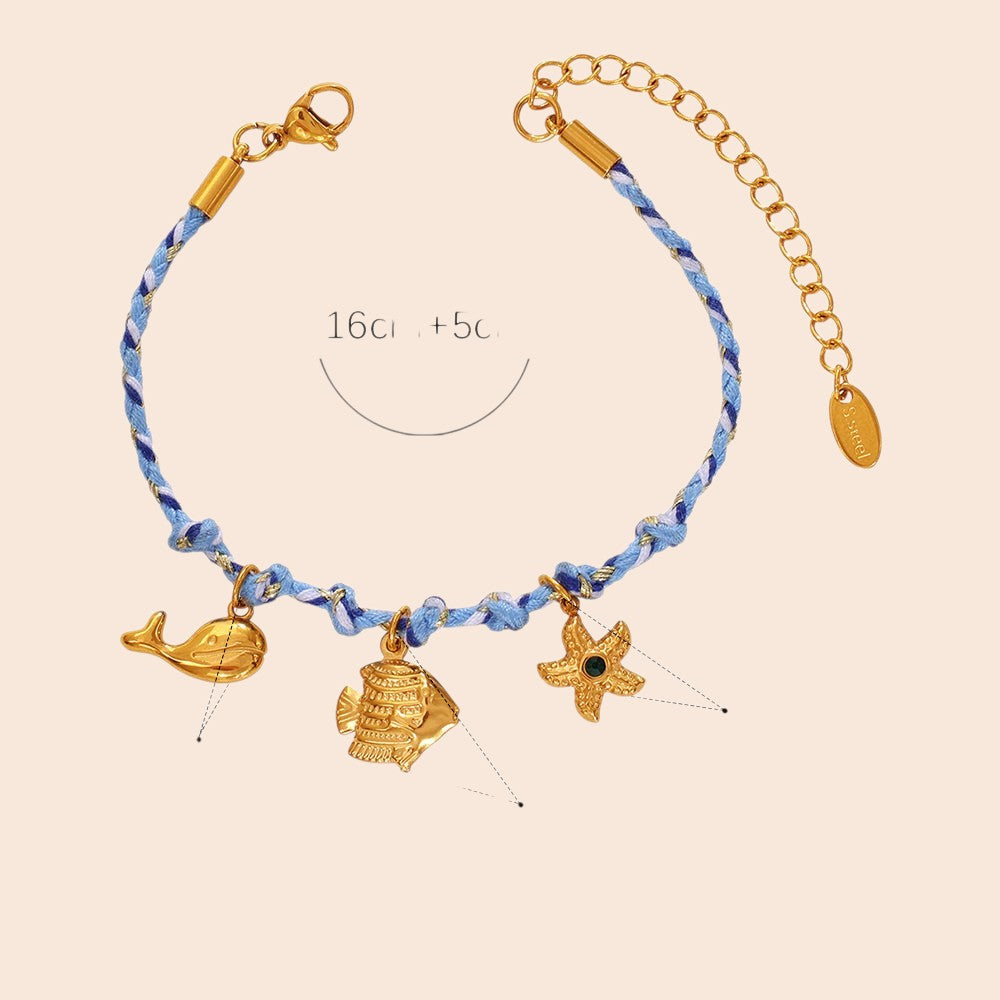 Ocean Charm Braided Necklace & Bracelet Set