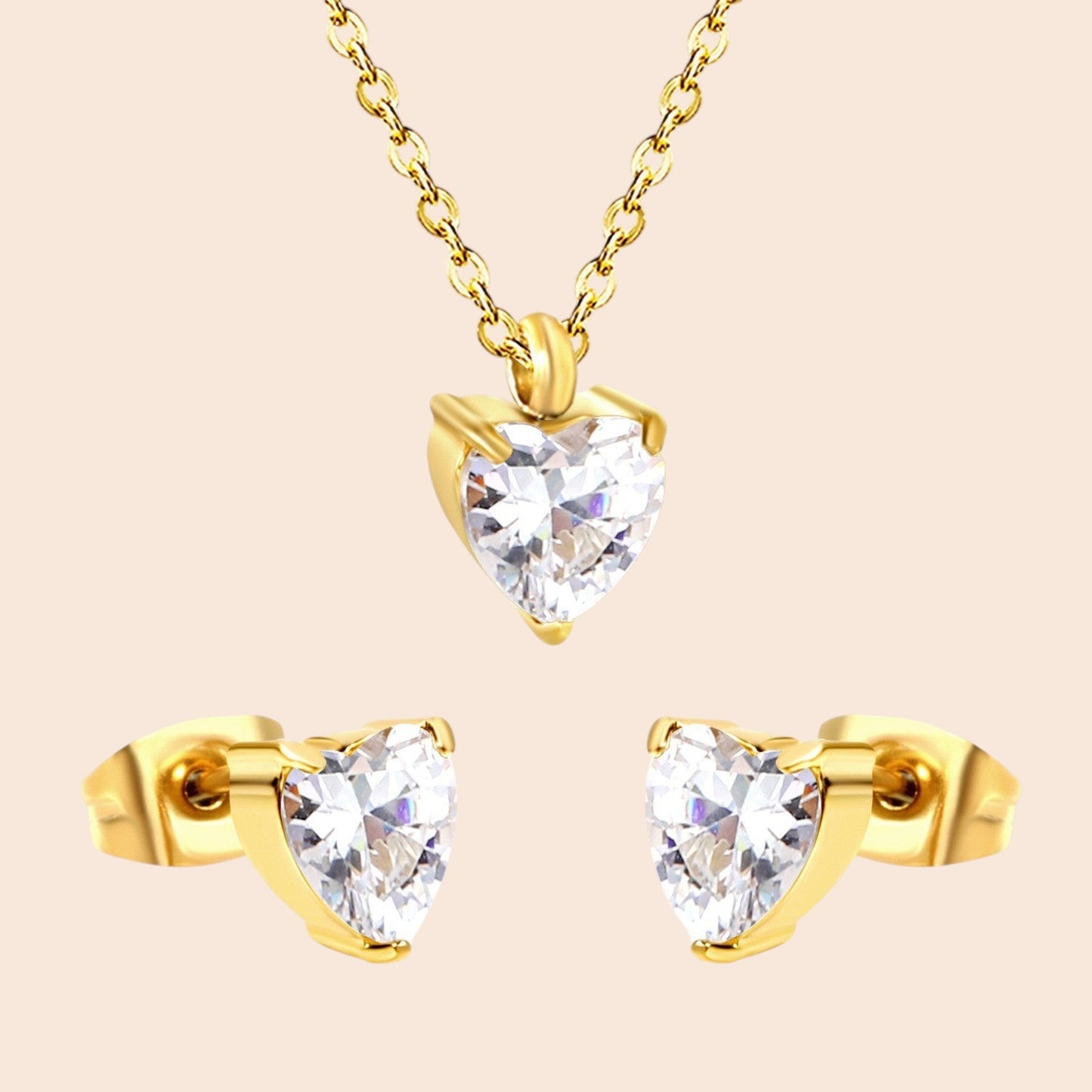Minimalist Zircon Necklace & Earring Set