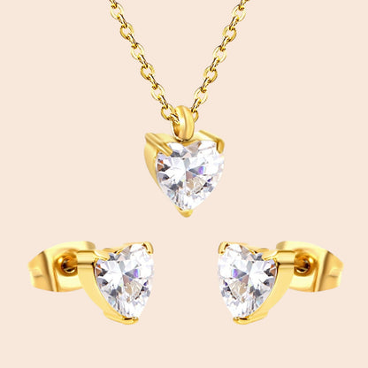 Minimalist Zircon Necklace & Earring Set