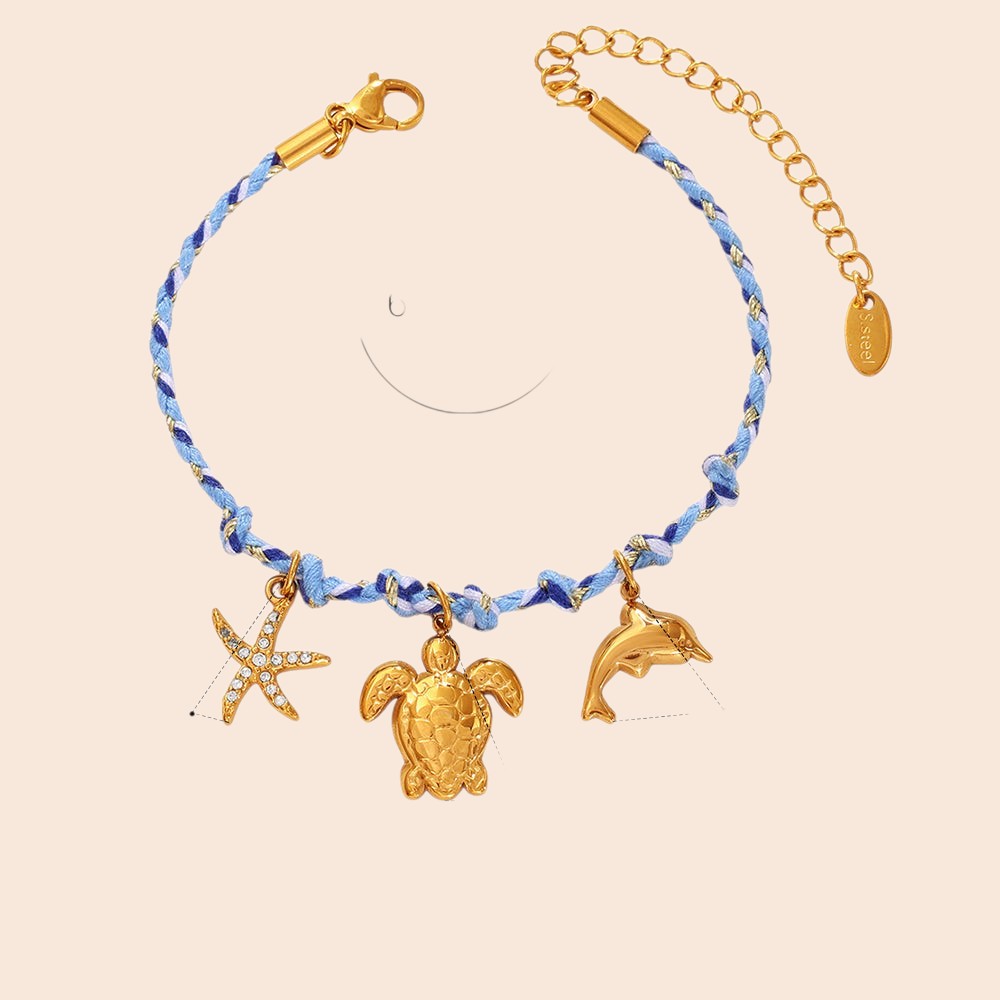 Ocean Charm Braided Necklace & Bracelet Set