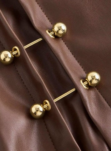 Coffee Brown Faux Leather Mini Skirt