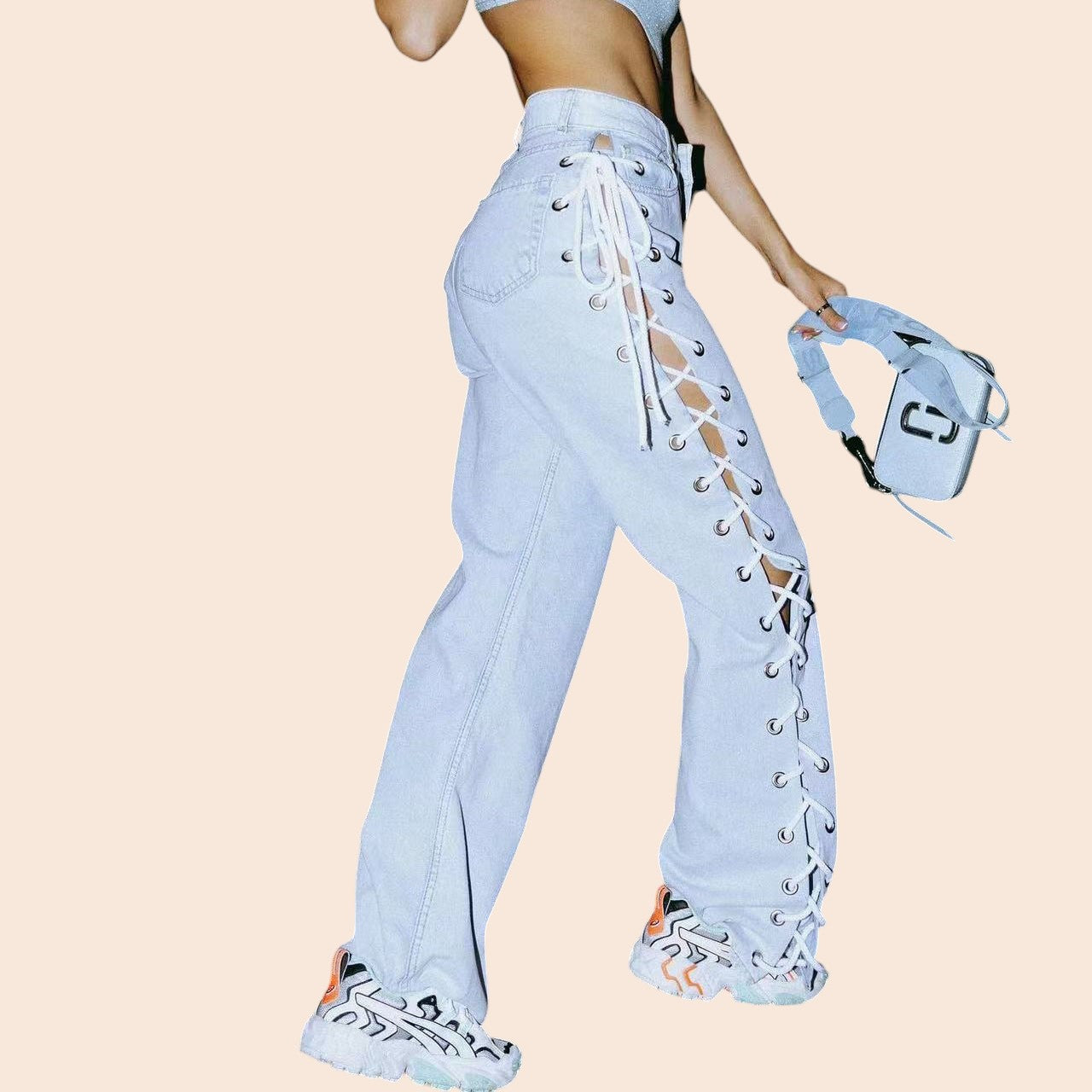 Lace-Up Wide Leg Jeans – Street Luxe Denim