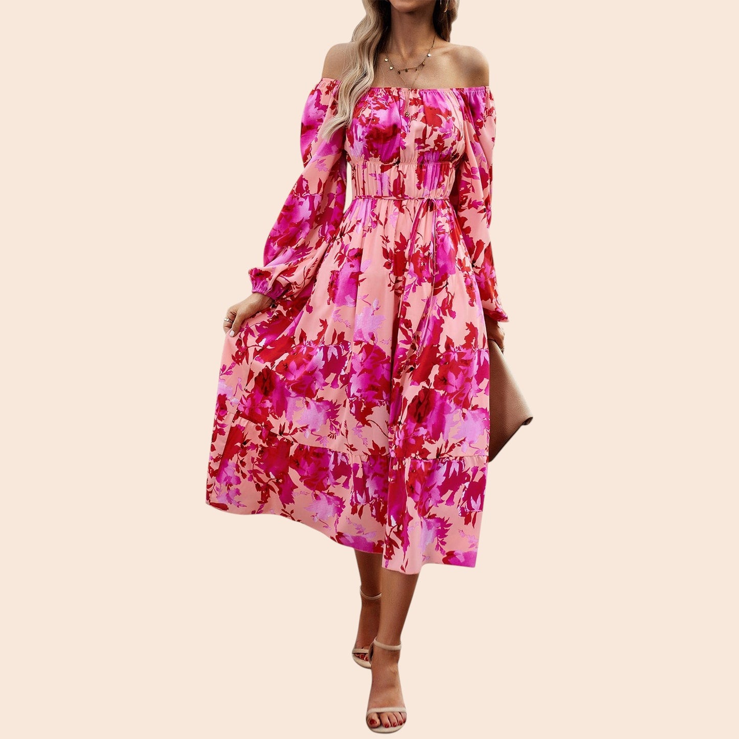 Off-Shoulder Floral Maxi Dress