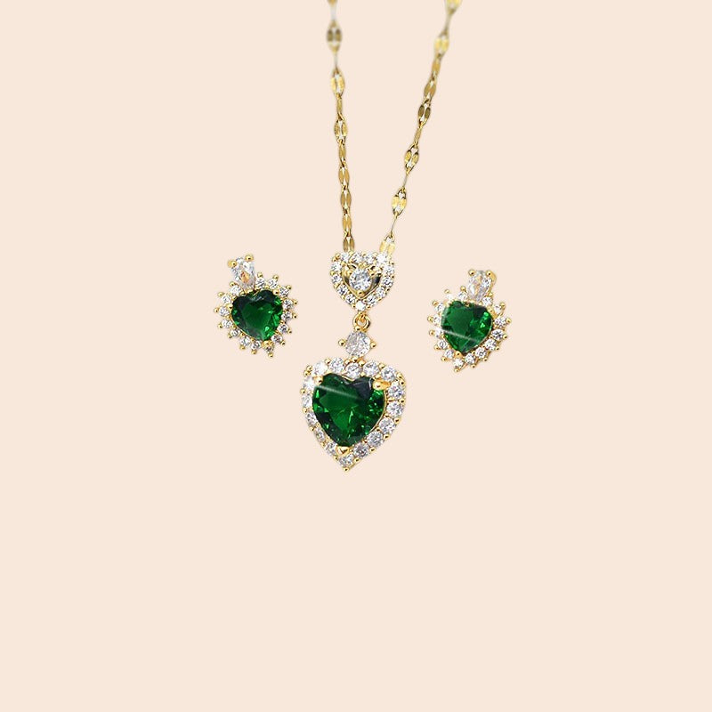 Emerald Heart Luxe Jewelry Set