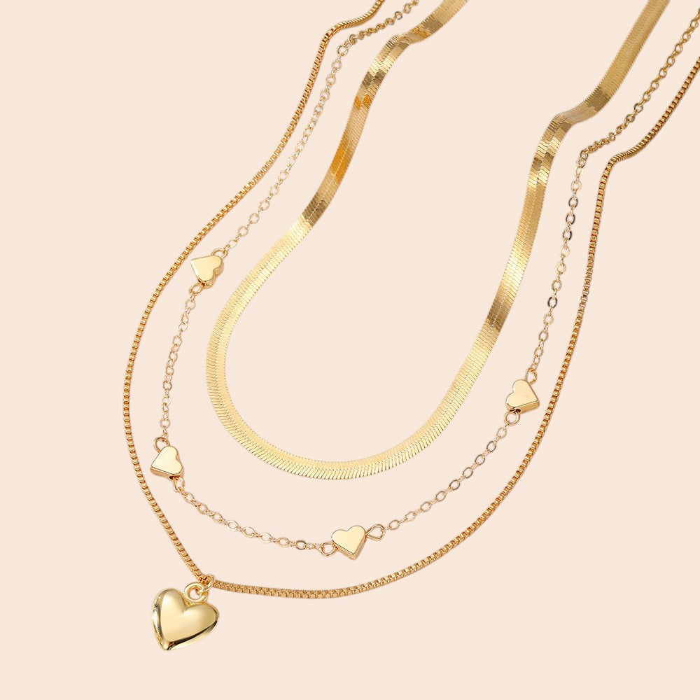 Layered Heart Pendant Necklace