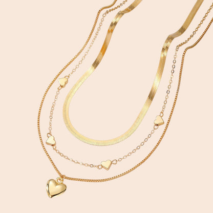 Layered Heart Pendant Necklace