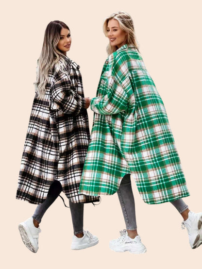 Oversized Plaid Cardigan Shirt – Cozy Street Luxe Edition