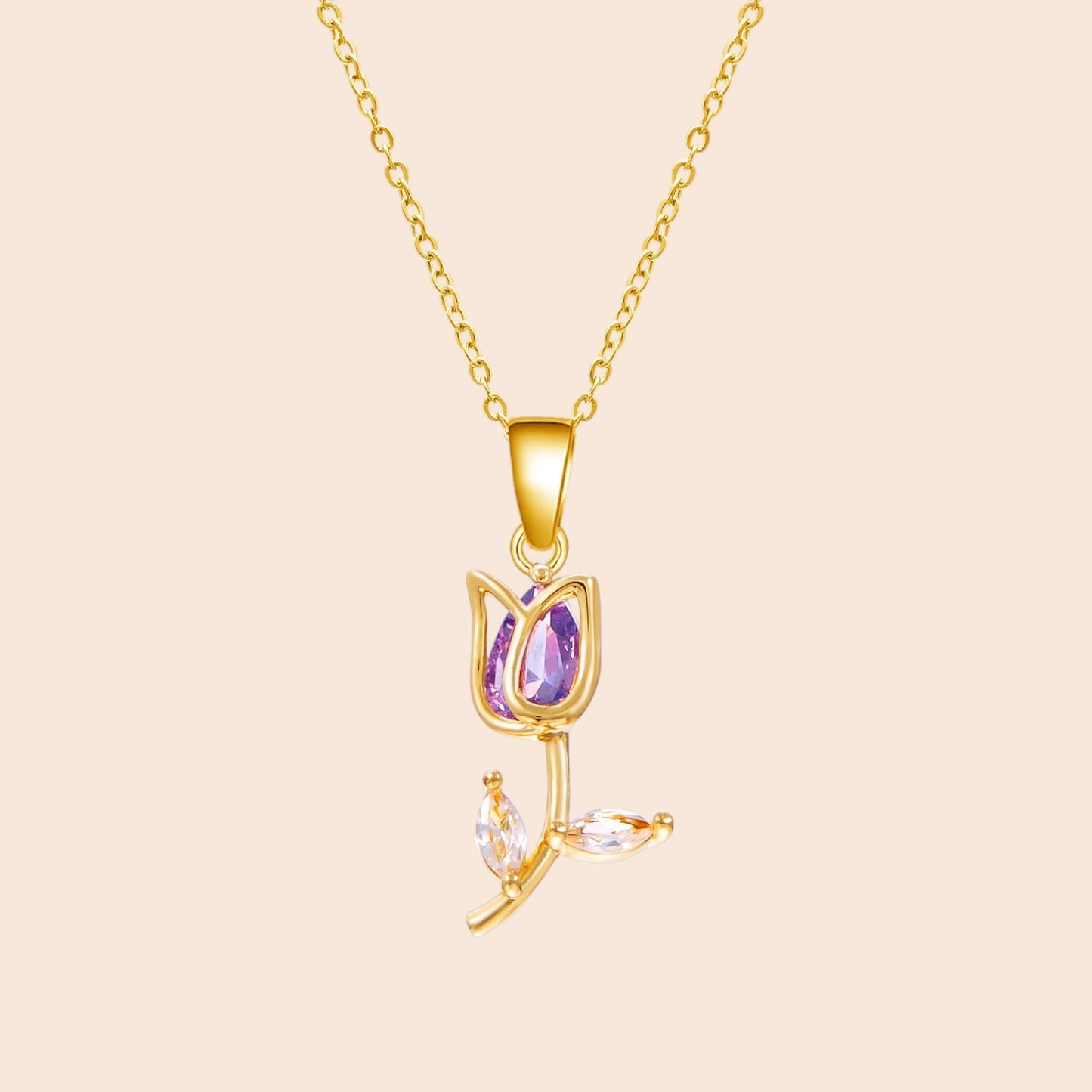 Elegant Tulip Crystal Necklace & Bracelet Set