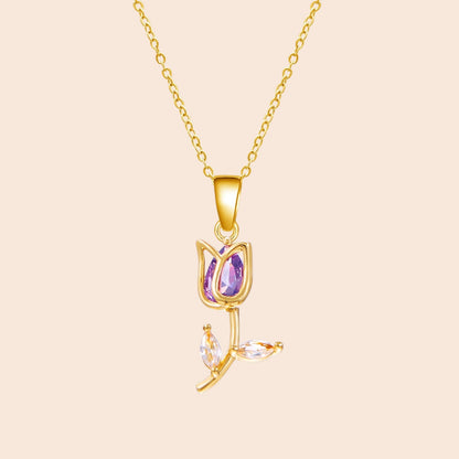 Elegant Tulip Crystal Necklace & Bracelet Set