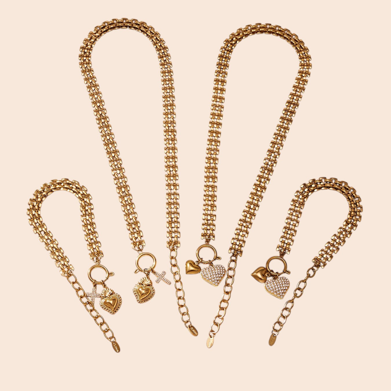 Luxe Heart Charm Zircon Jewelry Set