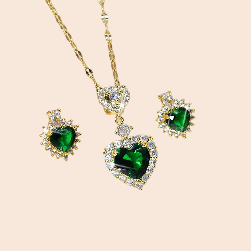 Emerald Heart Luxe Jewelry Set
