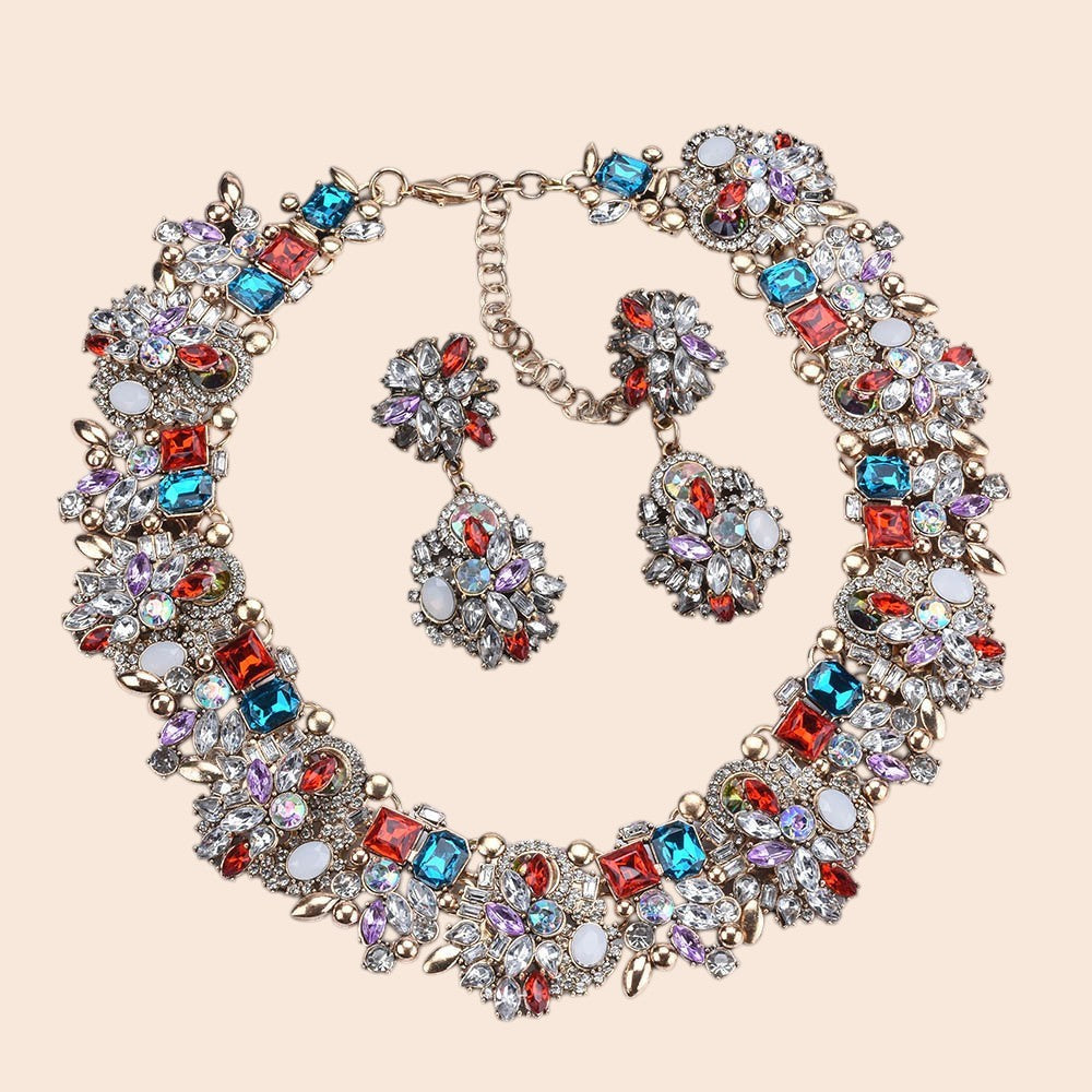 Vintage Luxe Crystal Jewelry Set – Regal Statement Glam