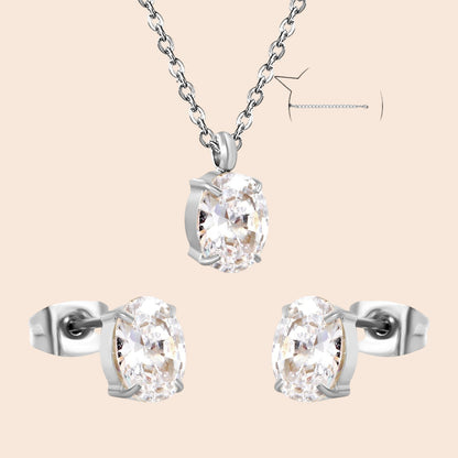 Minimalist Zircon Necklace & Earring Set