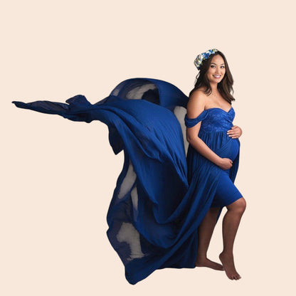 Elegant Off-Shoulder Maternity Maxi Dress