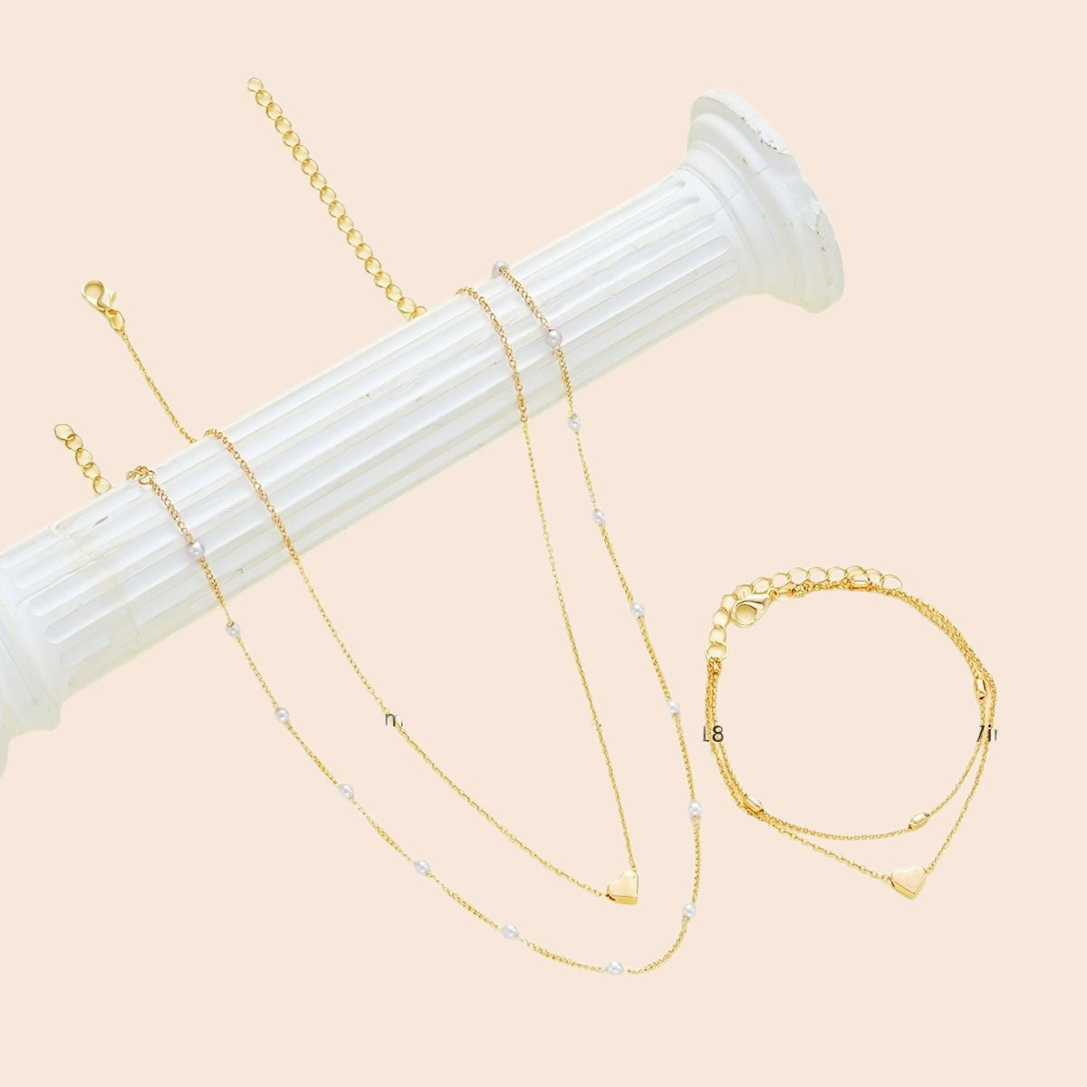 Layered Pearl Heart Jewelry Set – Minimal Luxe Romance