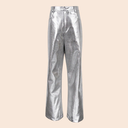 Metallic Straight-Leg Pants – Statement Street Luxe