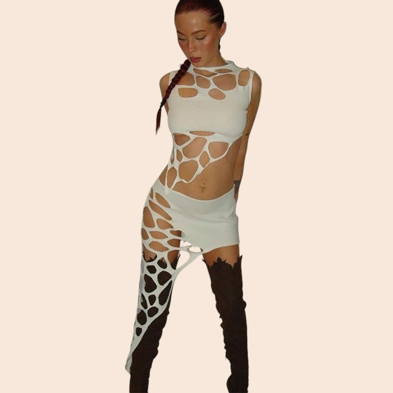 Cutout Statement Two-Piece Maxi Dress Set