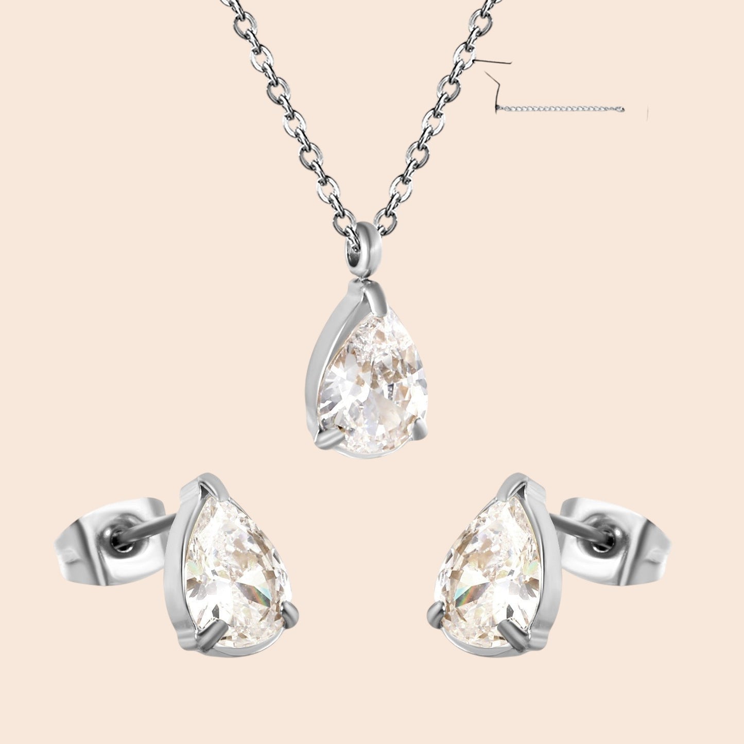 Minimalist Zircon Necklace & Earring Set