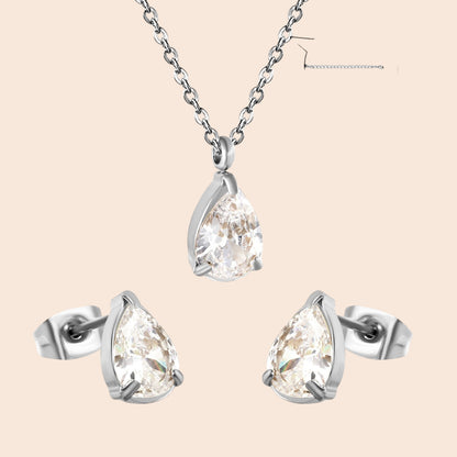 Minimalist Zircon Necklace & Earring Set