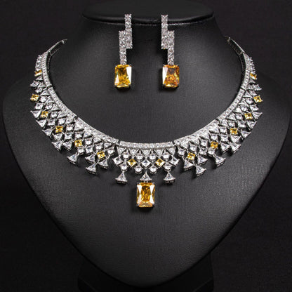 Luxury Zircon Crystal Necklace & Earring Set