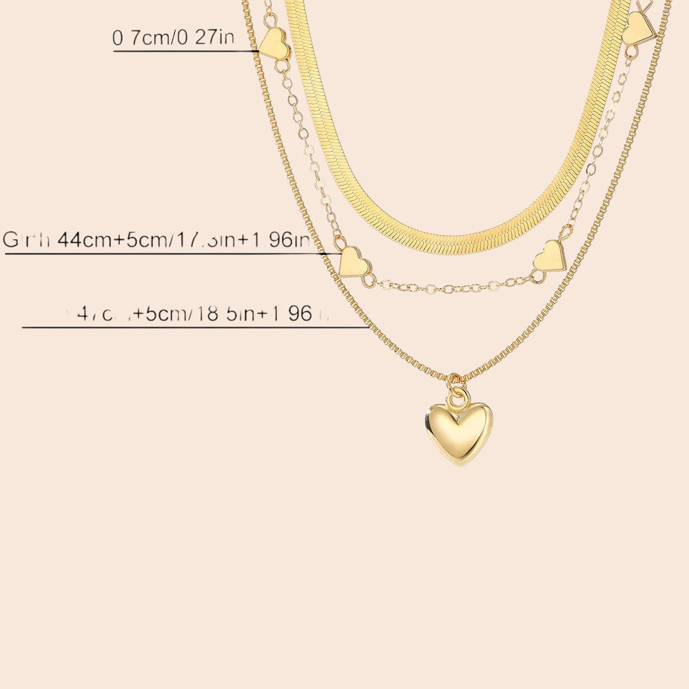 Layered Heart Pendant Necklace