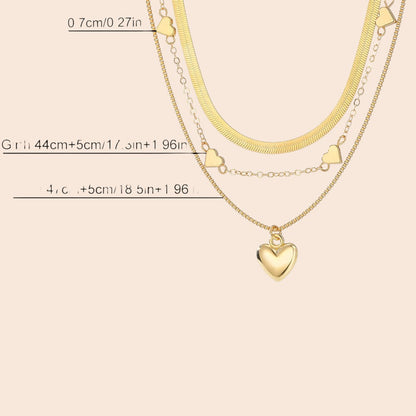 Layered Heart Pendant Necklace