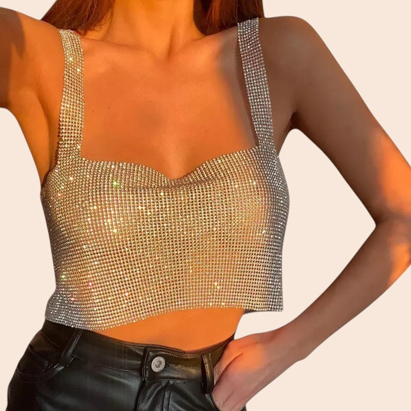 Bling Rhinestone Crop Top